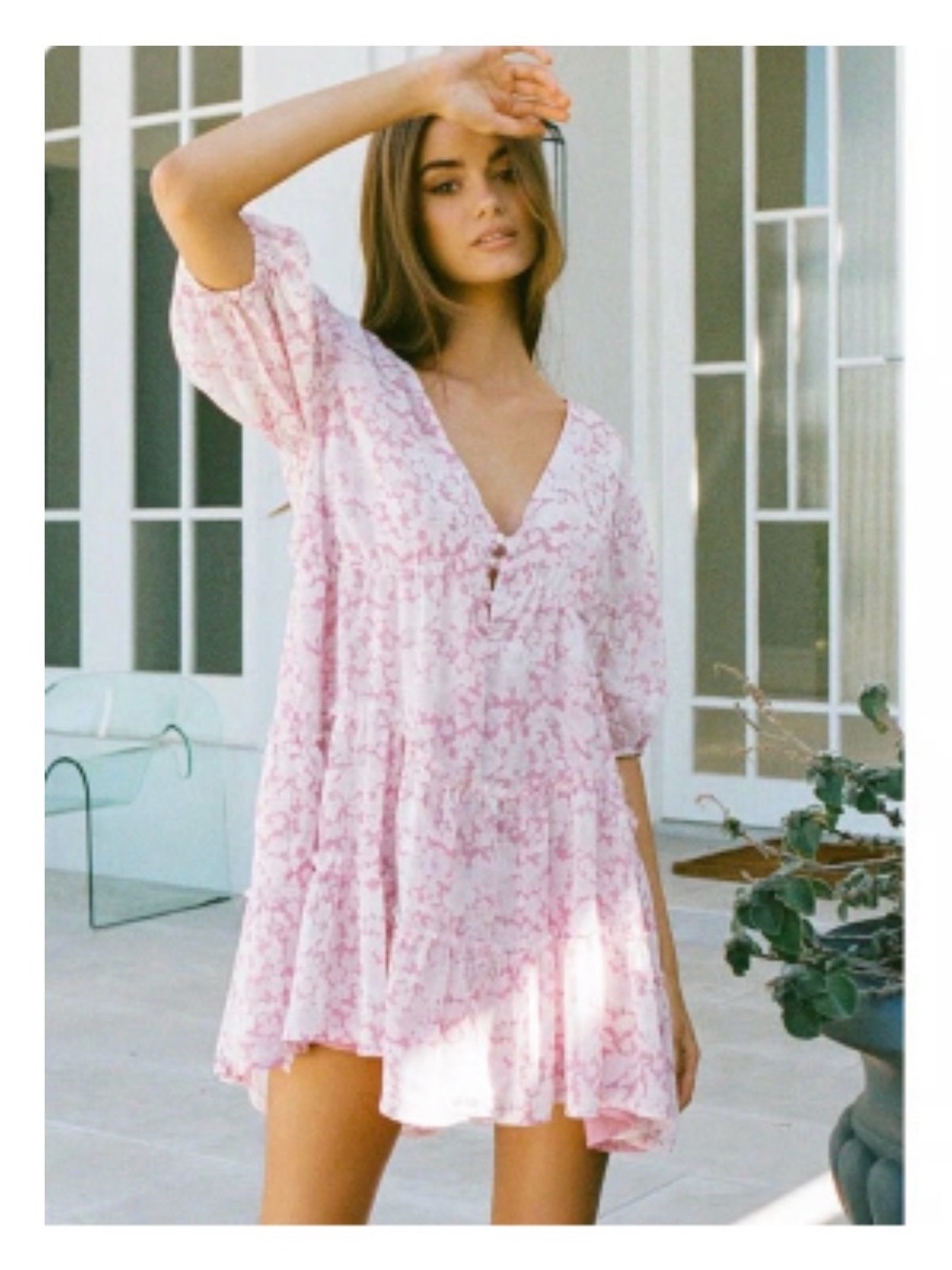 Sabo Skirt Pink Floral Babydoll Dress, XS - Picture 3 of 13